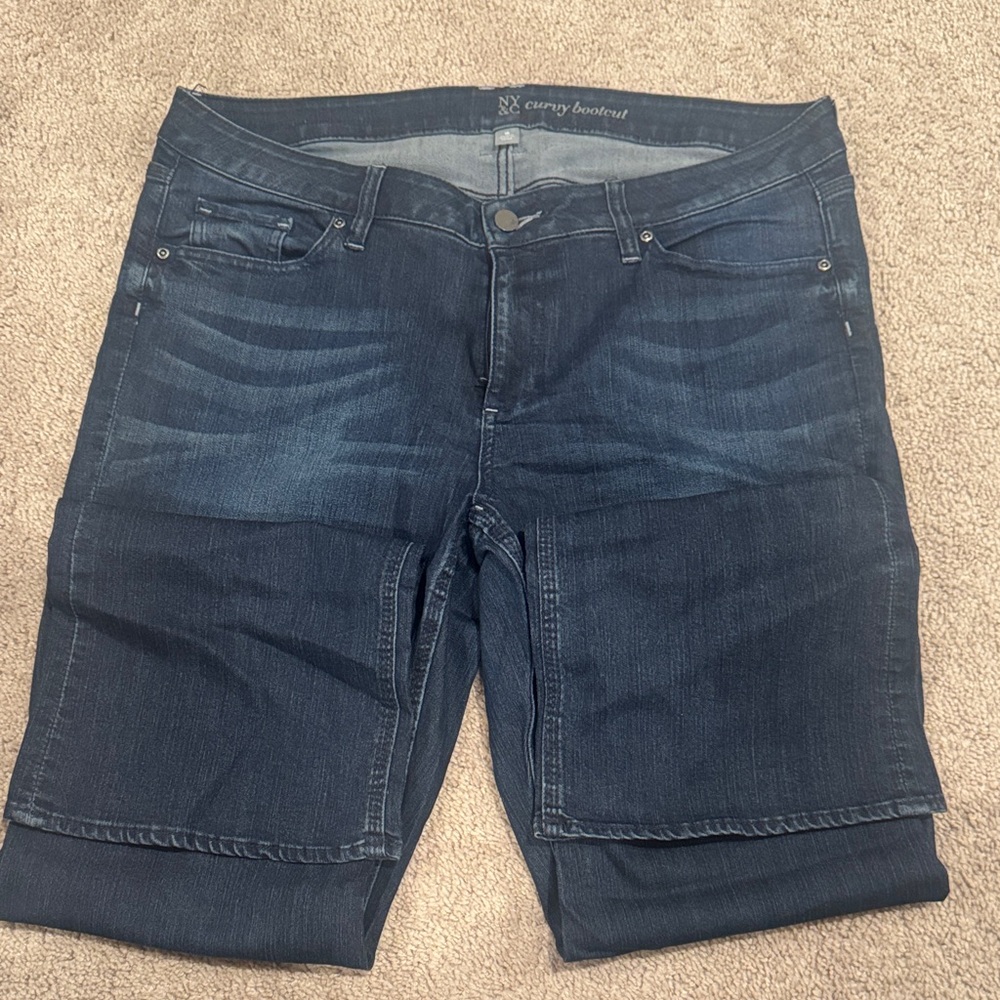 New York & Company Women's Dark Blue Curvy Boot Cut Jeans